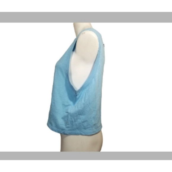 Levi's Womens Top Blue Sleeveless Logo-Print Cotton Cropped Size Large New - Picture 5 of 9